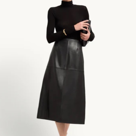 Goop Dresses & Skirts - G. label By Goop Black Leather Samira Midi Skirt